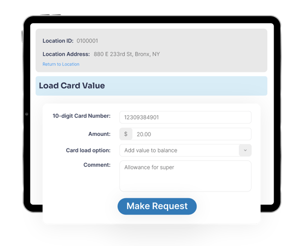 LaudroPortal load card value