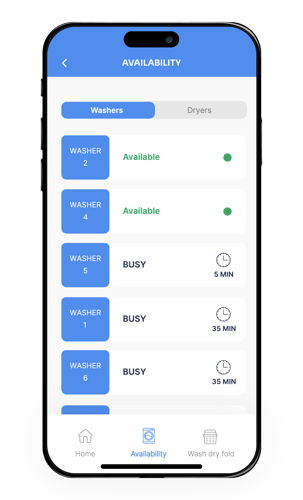 washer available - mobile app for attendants