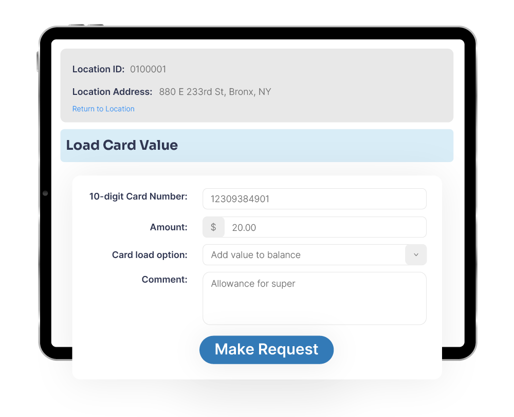 LaudroPortal load card value